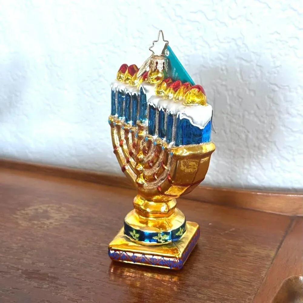 Christopher Radko Miracle of Light Menorah Glass Ornament